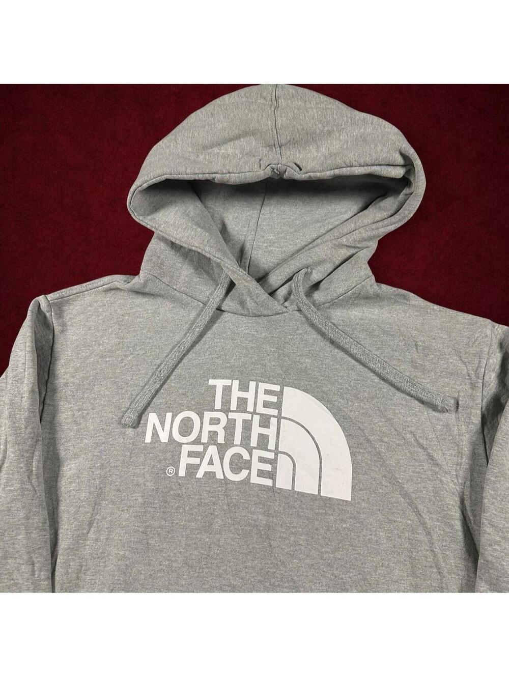 The North Face Mens Medium Gray Logo Pullover Hoodie Sweatshirt
